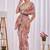 Peach floral beads and stones tissue saree