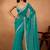 Teal floral embroidered  chiffon saree