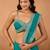 Teal floral embroidered  chiffon saree