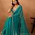 Teal floral embroidered  chiffon saree