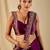 Purple ethnic motifs embroidered organza saree