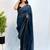 Navy blue embellished sequinned tissue heavy work saree