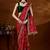 Red bandhani beads and stones organza saree