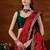 Red bandhani beads and stones organza saree