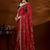 Red bandhani beads and stones organza saree