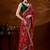 Red bandhani beads and stones organza saree