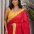 Red embellished beads and stones satin saree