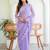 Lavender floral embroidered poly chiffon saree