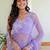 Lavender floral embroidered poly chiffon saree