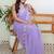 Lavender floral embroidered poly chiffon saree