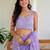 Lavender floral embroidered poly chiffon saree