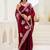 Maroon floral embroidered silk blend saree