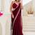 Maroon floral embroidered silk blend saree
