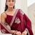 Maroon floral embroidered silk blend saree