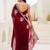 Maroon floral embroidered silk blend saree