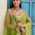Lime floral sequinned tissue saree