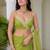 Lime floral sequinned tissue saree
