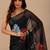 Black floral organza designer saree