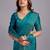 Teal embellished sequinned organza heavy work saree