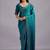 Teal embellished sequinned organza heavy work saree