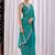 Teal women floral embroidered  chiffon saree