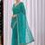 Teal women floral embroidered  chiffon saree