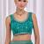 Teal women floral embroidered  chiffon saree