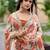 Peach floral sequinned organza saree