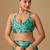 Teal floral beads and stones organza saree