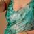 Teal floral beads and stones organza saree