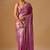 Purple embellished beads and stones organza heavy work saree