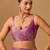 Purple embellished beads and stones organza heavy work saree