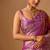 Purple embellished beads and stones organza heavy work saree