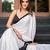 White embellished embroidered silk blend saree