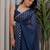 Navy blue embellished sequinned tissue saree