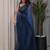 Navy blue embellished sequinned tissue saree