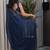 Navy blue embellished sequinned tissue saree