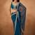 Blue floral embroidered  chiffon saree