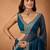 Blue floral embroidered  chiffon saree