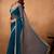 Blue floral embroidered  chiffon saree