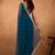 Blue floral embroidered  chiffon saree