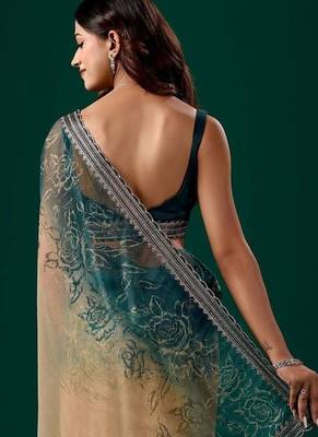Multicolor floral embroidered tissue saree 5