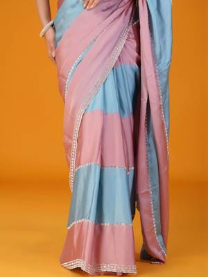 Multicolor embellishment beads & stones satin saree 2