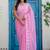 Pink floral embroidered poly chiffon saree