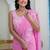 Pink floral embroidered poly chiffon saree
