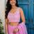 Pink floral embroidered poly chiffon saree