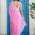 Pink floral embroidered poly chiffon saree