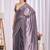 Lavender woven design beads and stones saree
