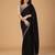 Black stonework embellished beads border satin saree with unstitched blouse