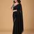 Black stonework embellished beads border satin saree with unstitched blouse